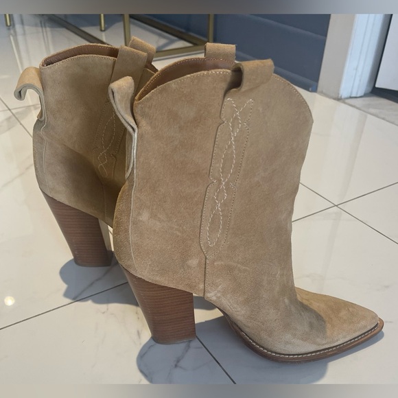 Sante Borella Heeled Leather Boots in Beige color Size 39 - Picture 3 of 6